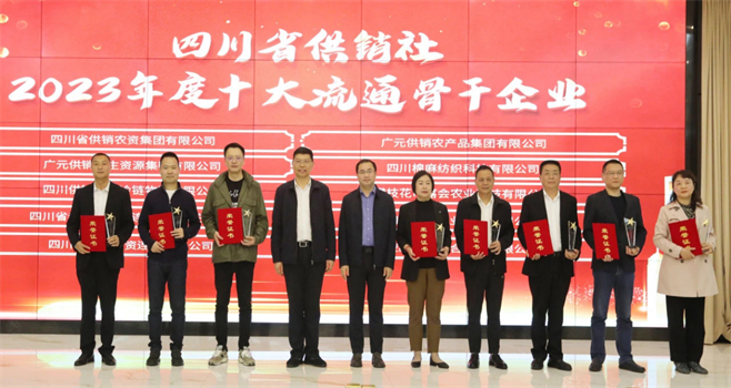 四川省棉麻集團(tuán)有限公司相關(guān)單位和個(gè)人榮獲四川省供銷社“2023年度十大流通骨干企業(yè)、最美供銷人”榮譽(yù)獎(jiǎng)項(xiàng)